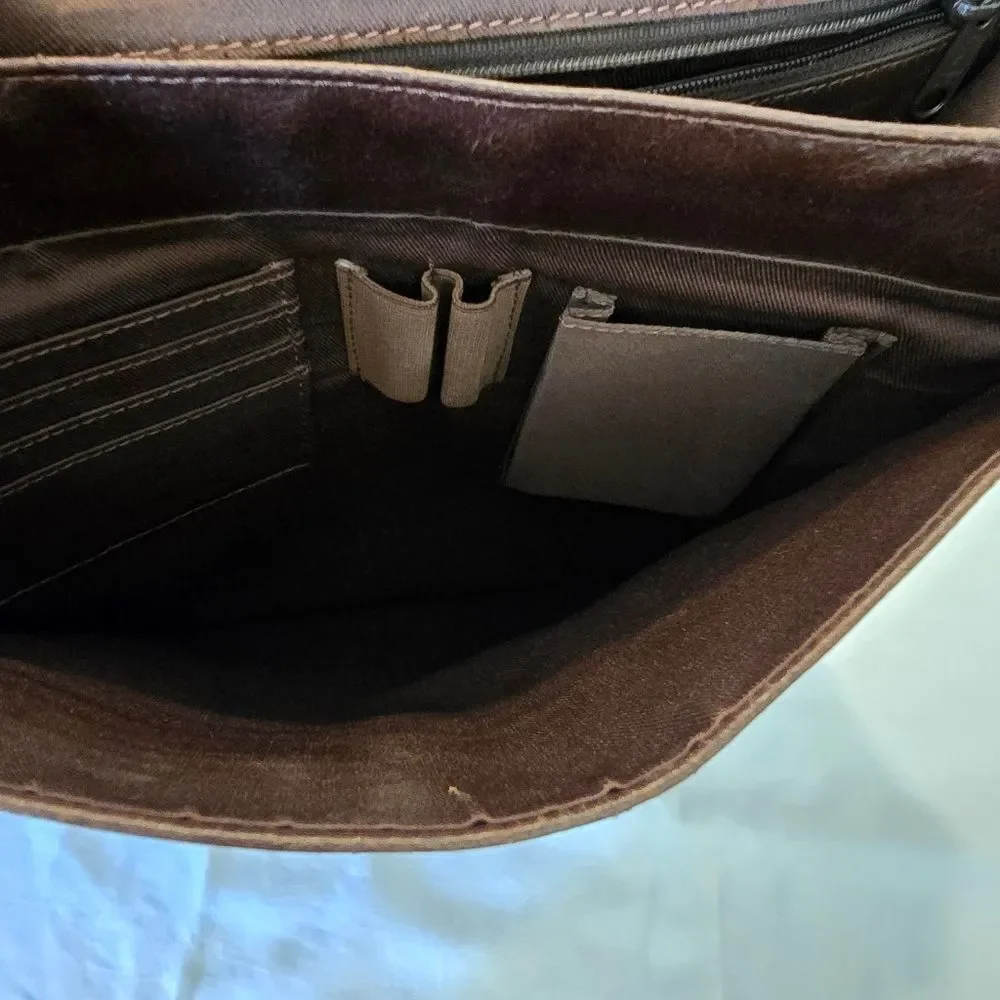 WILSON Leather Genuine Leather‎ Crossbody Bag Brown Unisex Laptop Bag